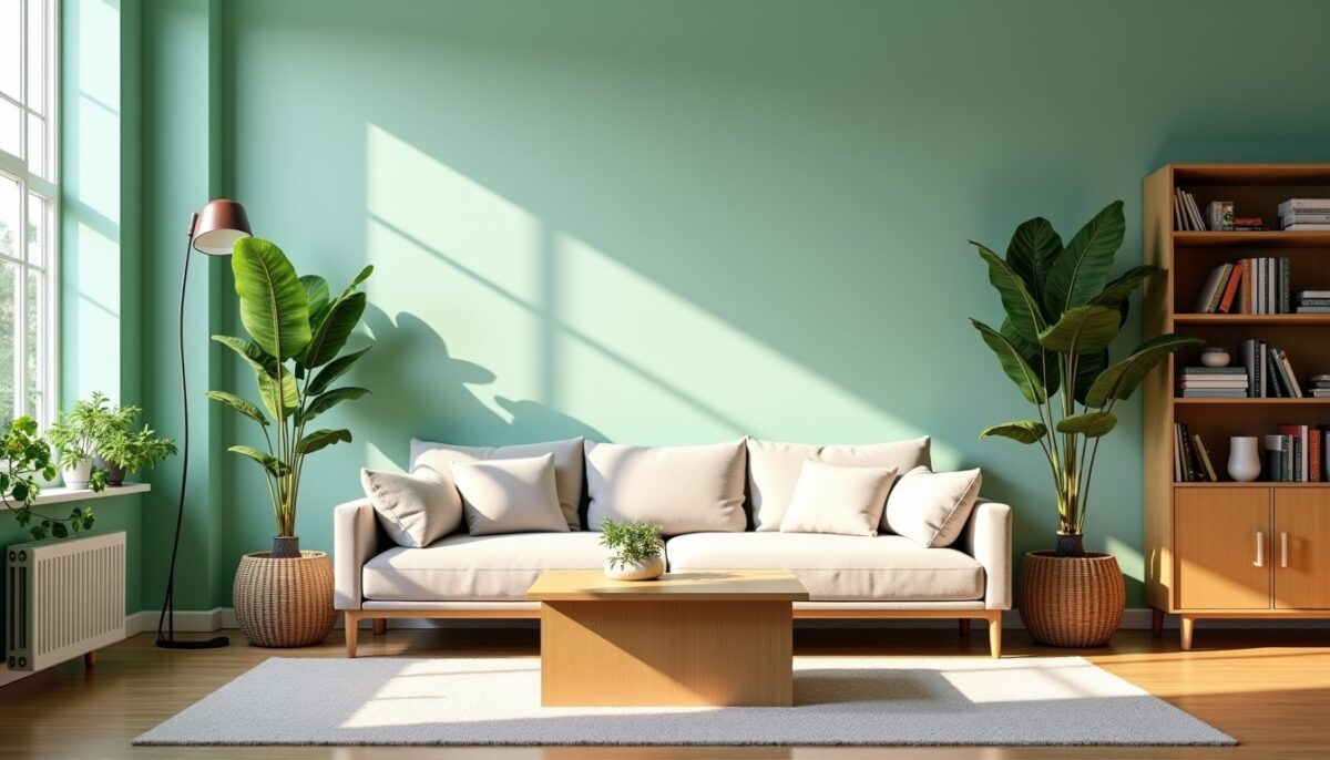 Salon en vert d’eau et bois : inspirations déco pour une ambiance sereine et naturelle